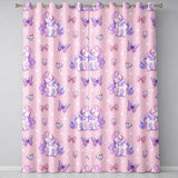 Cute Unicorn Pastel Stars Birds Bows Candy Pink Seamless Pattern  Readymade Eyelet Ring Top Thermal 100% Blackout Curtains