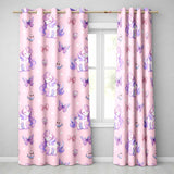 Cute Unicorn Pastel Stars Birds Bows Candy Pink Seamless Pattern  Readymade Eyelet Ring Top Thermal 100% Blackout Curtains