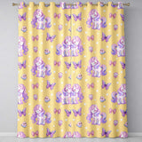 Cute Unicorn Pastel Stars Birds Bows Candy Yellow Seamless Pattern  Readymade Eyelet Ring Top Thermal 100% Blackout Curtains