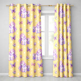 Cute Unicorn Pastel Stars Birds Bows Candy Yellow Seamless Pattern  Readymade Eyelet Ring Top Thermal 100% Blackout Curtains