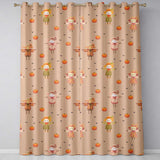 Cute Autumn Scarecrow Pumpkins Birds Peach Seamless Pattern  Readymade Eyelet Ring Top Thermal 100% Blackout Curtains