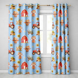 Cute Autumn Farm Barn Scarecrow Sunflower Floral Sky Seamless Pattern  Readymade Eyelet Ring Top Thermal 100% Blackout Curtains