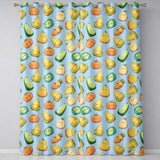 Cute Kawaii Autumn Vegetables Corn Pumpkin Carrot Blue Seamless Pattern  Readymade Eyelet Ring Top Thermal 100% Blackout Curtains