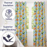 Cute Kawaii Autumn Vegetables Corn Pumpkin Carrot Blue Seamless Pattern  Readymade Eyelet Ring Top Thermal 100% Blackout Curtains