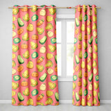 Cute Kawaii Autumn Vegetables Corn Pumpkin Carrot Coral Seamless Pattern  Readymade Eyelet Ring Top Thermal 100% Blackout Curtains