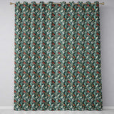 Elegant Vintage Floral Blue Cream Ornate Seamless Pattern  Readymade Eyelet Ring Top Thermal 100% Blackout Curtains