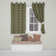 Elegant Vintage Floral Classic Green Gold Seamless Pattern  Readymade Eyelet Ring Top Thermal 100% Blackout Curtains
