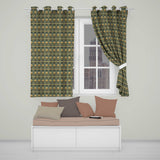 Elegant Vintage Floral Classic Green Gold Seamless Pattern  Readymade Eyelet Ring Top Thermal 100% Blackout Curtains