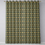 Elegant Vintage Floral Classic Green Gold Seamless Pattern  Readymade Eyelet Ring Top Thermal 100% Blackout Curtains