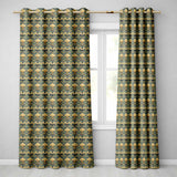 Elegant Vintage Floral Classic Green Gold Seamless Pattern  Readymade Eyelet Ring Top Thermal 100% Blackout Curtains