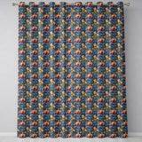 Vintage Blue Red Floral Swirl Art Nouveau Seamless Pattern  Readymade Eyelet Ring Top Thermal 100% Blackout Curtains