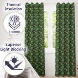 Deep Green Cannabis Jungle Foliage Seamless Pattern  Readymade Eyelet Ring Top Thermal 100% Blackout Curtains