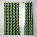 Deep Green Cannabis Jungle Foliage Seamless Pattern  Readymade Eyelet Ring Top Thermal 100% Blackout Curtains