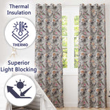 Elegant Hummingbird with Roses Soft Pastel Floral Seamless Pattern  Readymade Eyelet Ring Top Thermal 100% Blackout Curtains