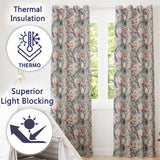 Vintage Hummingbird with Soft Floral Garden Seamless Pattern  Readymade Eyelet Ring Top Thermal 100% Blackout Curtains