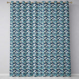 Blue Ocean Waves Japanese Inspired Seamless Pattern  Readymade Eyelet Ring Top Thermal 100% Blackout Curtains