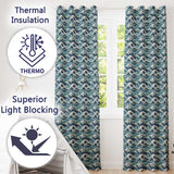Blue Ocean Waves Japanese Inspired Seamless Pattern  Readymade Eyelet Ring Top Thermal 100% Blackout Curtains