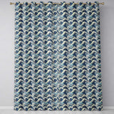 Classic Blue Japanese Ocean Waves Seamless Pattern  Readymade Eyelet Ring Top Thermal 100% Blackout Curtains