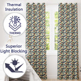Detailed Japanese Wave Pattern with Bold Contrast Seamless Pattern  Readymade Eyelet Ring Top Thermal 100% Blackout Curtains