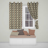 Dark Navy and Cream Japanese Waves Seamless Pattern  Readymade Eyelet Ring Top Thermal 100% Blackout Curtains