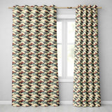 Dark Navy and Cream Japanese Waves Seamless Pattern  Readymade Eyelet Ring Top Thermal 100% Blackout Curtains