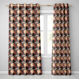 Japanese Samurai Autumn Landscape Seamless Pattern  Readymade Eyelet Ring Top Thermal 100% Blackout Curtains