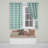 Cartoon Sharks Blue Ocean Seamless Pattern  Readymade Eyelet Ring Top Thermal 100% Blackout Curtains