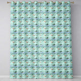 Cartoon Sharks Blue Ocean Seamless Pattern  Readymade Eyelet Ring Top Thermal 100% Blackout Curtains