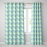 Cartoon Sharks Blue Ocean Seamless Pattern  Readymade Eyelet Ring Top Thermal 100% Blackout Curtains