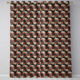 Elegant White Swan with Red Floral Garden Seamless Pattern  Readymade Eyelet Ring Top Thermal 100% Blackout Curtains