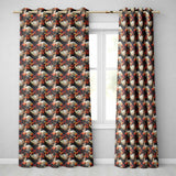 Elegant White Swan with Red Floral Garden Seamless Pattern  Readymade Eyelet Ring Top Thermal 100% Blackout Curtains