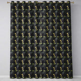 Golden Swan Dark Leaves Floral Night Seamless Pattern  Readymade Eyelet Ring Top Thermal 100% Blackout Curtains