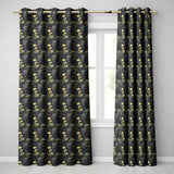 Golden Swan Dark Leaves Floral Night Seamless Pattern  Readymade Eyelet Ring Top Thermal 100% Blackout Curtains
