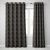 Dark Elegant Tea Coffee Floral Pattern Seamless Pattern  Readymade Eyelet Ring Top Thermal 100% Blackout Curtains