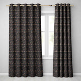 Luxury Dark Shelf Decor Teapots Plants Seamless Pattern  Readymade Eyelet Ring Top Thermal 100% Blackout Curtains