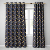 Golden Moon Ocean Waves Abstract Night Seamless Pattern  Readymade Eyelet Ring Top Thermal 100% Blackout Curtains