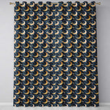Golden Crescent Moon Ocean Waves Night Seamless Pattern  Readymade Eyelet Ring Top Thermal 100% Blackout Curtains