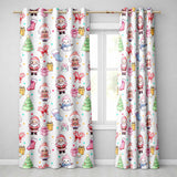 Cute Kawaii Santa Snowman Gift Characters Cream Background Seamless Pattern Readymade Eyelet Ring Top Thermal 100% Blackout Curtains