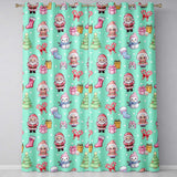 Cute Kawaii Santa Snowman Gift Characters Mint Green Background Seamless Pattern Readymade Eyelet Ring Top Thermal 100% Blackout Curtains