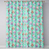 Cute Kawaii Christmas Pets Snow Globe Gifts Mint Background Seamless Pattern Readymade Eyelet Ring Top Thermal 100% Blackout Curtains