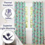 Cute Kawaii Christmas Pets Snow Globe Gifts Mint Background Seamless Pattern Readymade Eyelet Ring Top Thermal 100% Blackout Curtains