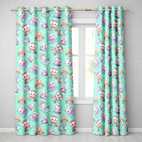 Cute Kawaii Christmas Pets Snow Globe Gifts Mint Background Seamless Pattern Readymade Eyelet Ring Top Thermal 100% Blackout Curtains