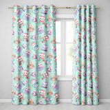 Cute Kawaii Christmas Pets Snow Globe Gifts Teal Background Seamless Pattern Readymade Eyelet Ring Top Thermal 100% Blackout Curtains