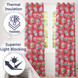 Cute Kawaii Christmas Pets Snow Globe Gifts Red Background Seamless Pattern Readymade Eyelet Ring Top Thermal 100% Blackout Curtains