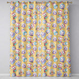 Cute Kawaii Christmas Pets Snow Globe Gifts Yellow Background Seamless Pattern Readymade Eyelet Ring Top Thermal 100% Blackout Curtains