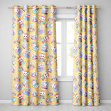 Cute Kawaii Christmas Pets Snow Globe Gifts Yellow Background Seamless Pattern Readymade Eyelet Ring Top Thermal 100% Blackout Curtains