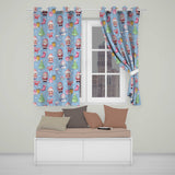 Cute Santa Snowman Gifts Candy Cane Sky Blue Background Seamless Pattern  Readymade Eyelet Ring Top Thermal 100% Blackout Curtains