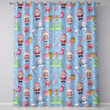 Cute Santa Snowman Gifts Candy Cane Sky Blue Background Seamless Pattern  Readymade Eyelet Ring Top Thermal 100% Blackout Curtains