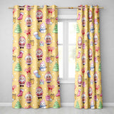 Cute Santa Snowman Gifts Candy Cane Gold Background Seamless Pattern  Readymade Eyelet Ring Top Thermal 100% Blackout Curtains