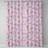 Cute Christmas Kittens Puppies Snow Globes Pink Background Seamless Pattern  Readymade Eyelet Ring Top Thermal 100% Blackout Curtains